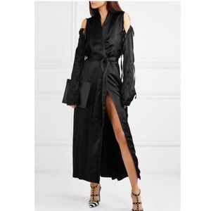 ANN DEMEULEMEESTER Convertible Black Satin Duster